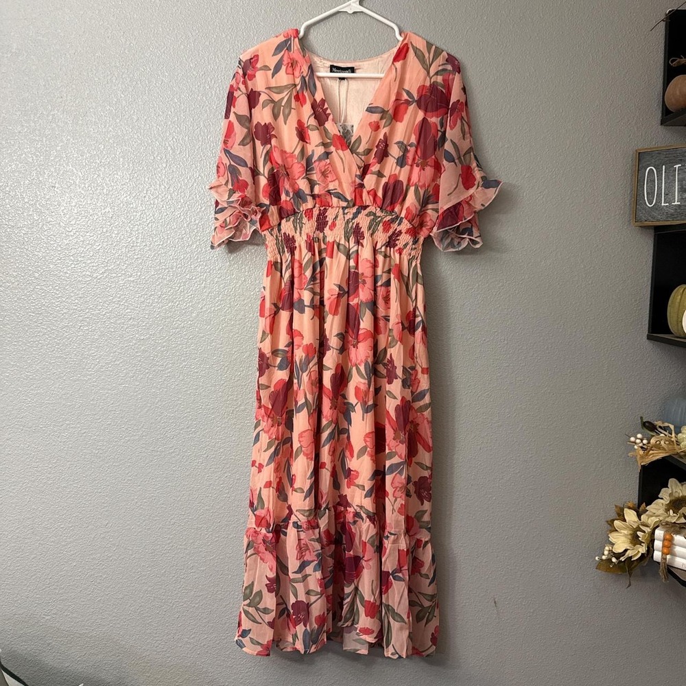 Meetrendi Floral Midi Dress A Line Boho
